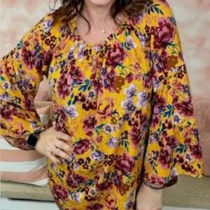 Dear Scarlet Floral Yellow Women's Top